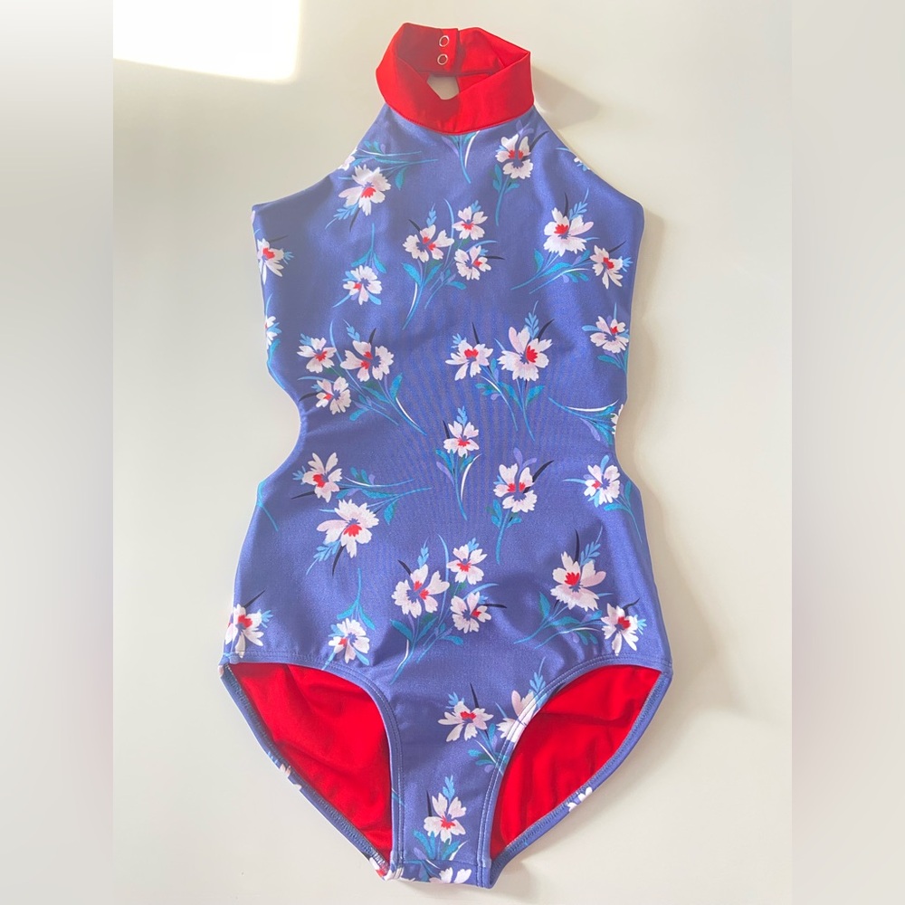 Floral Halter Leotard, Adult Medium